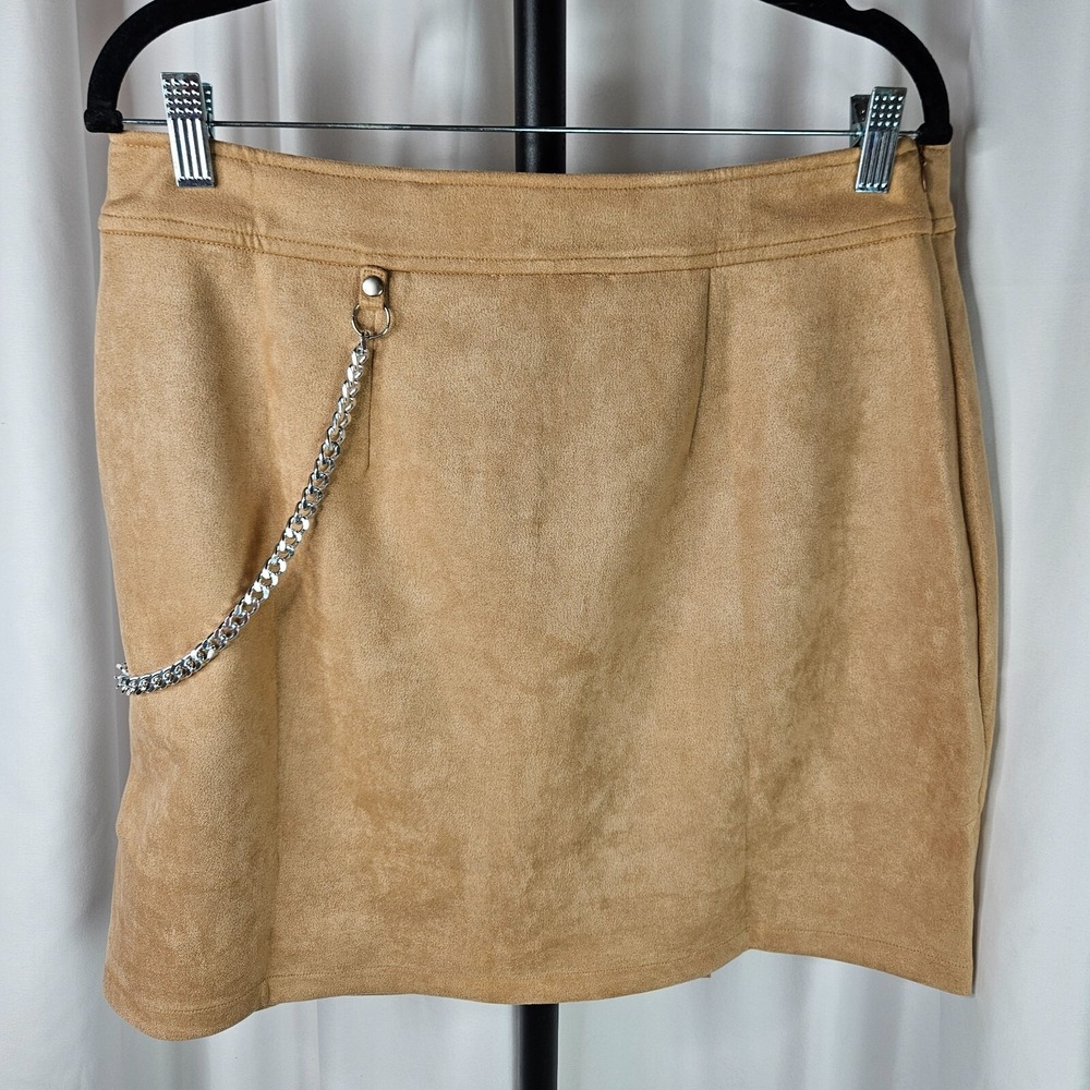 NWT's Soncy size 0 (14w?) faux‎ wrap lined suede skirt w/ chain Y2K Indie Grunge - Picture 2 of 7